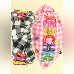Gingham 'Teacher' Embellished Headband